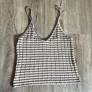 Zara Black and Cream Striped Tank Top